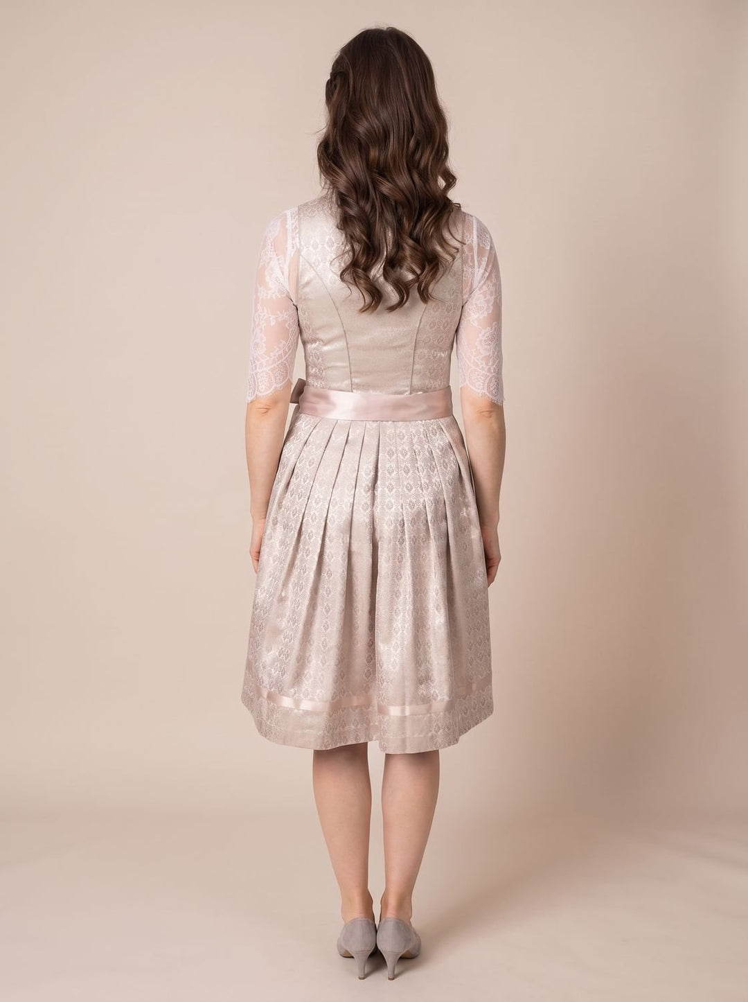 Damen Oktoberfest Kleid elegantes Spitzen-Dirndl mit Schürze