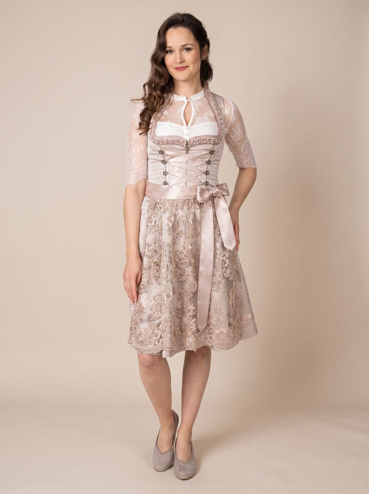 Damen Oktoberfest Kleid elegantes Spitzen-Dirndl mit Schürze