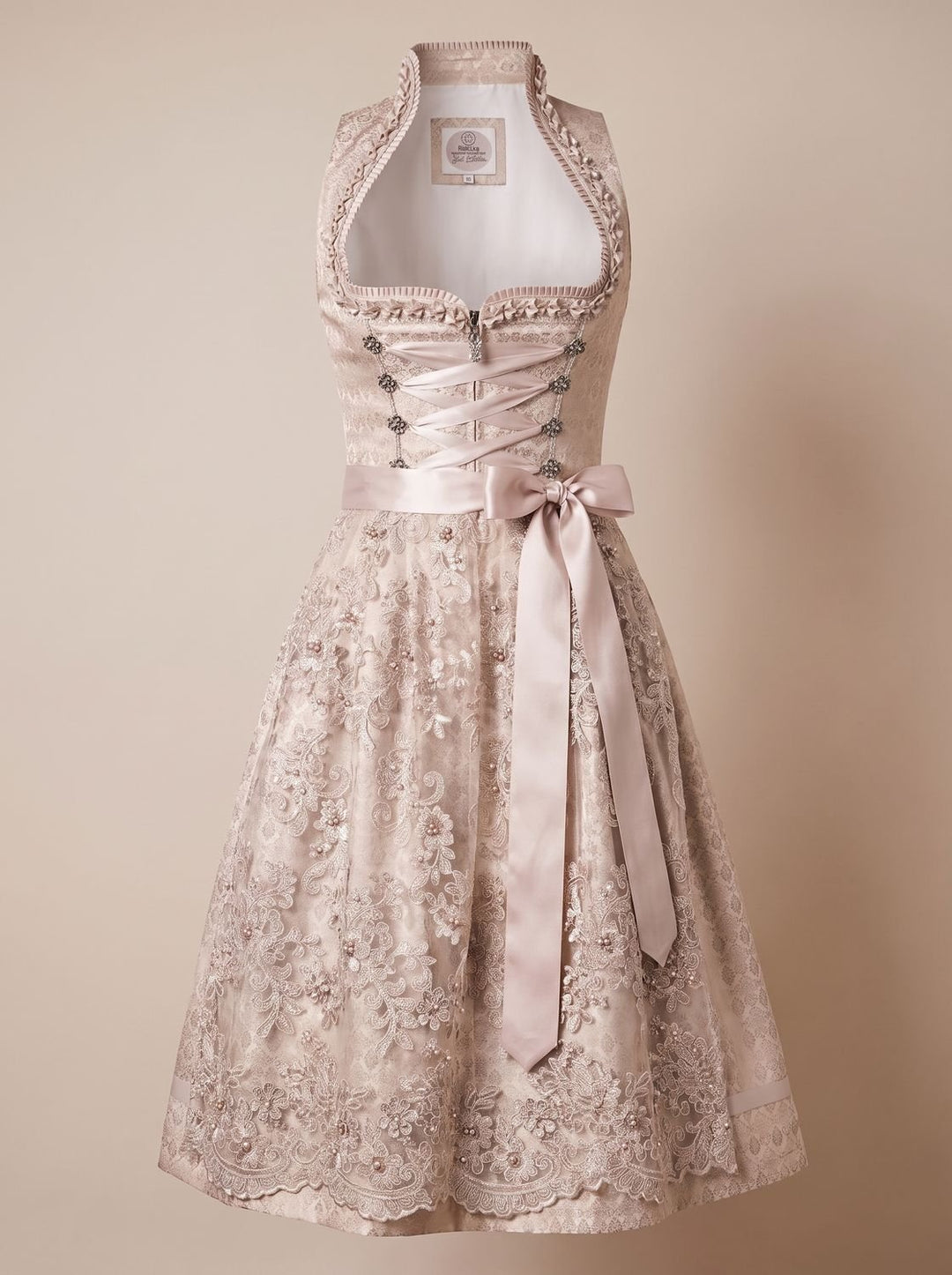 Damen Oktoberfest Kleid elegantes Spitzen-Dirndl mit Schürze