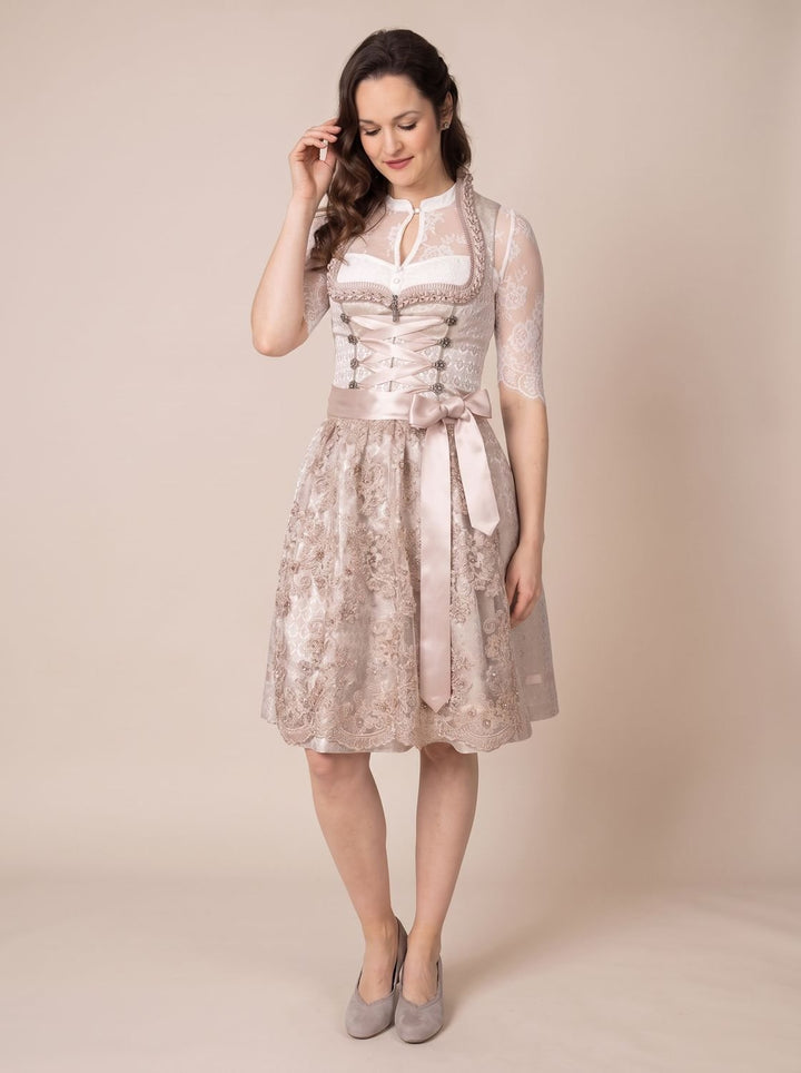 Damen Oktoberfest Kleid elegantes Spitzen-Dirndl mit Schürze