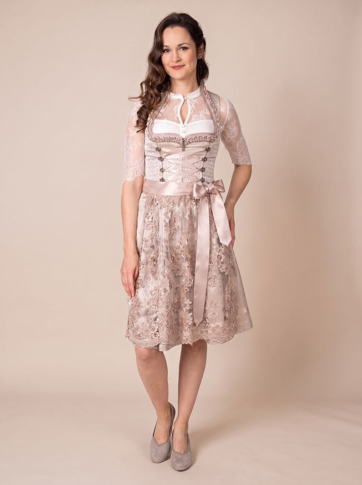 Damen Oktoberfest Kleid elegantes Spitzen-Dirndl mit Schürze