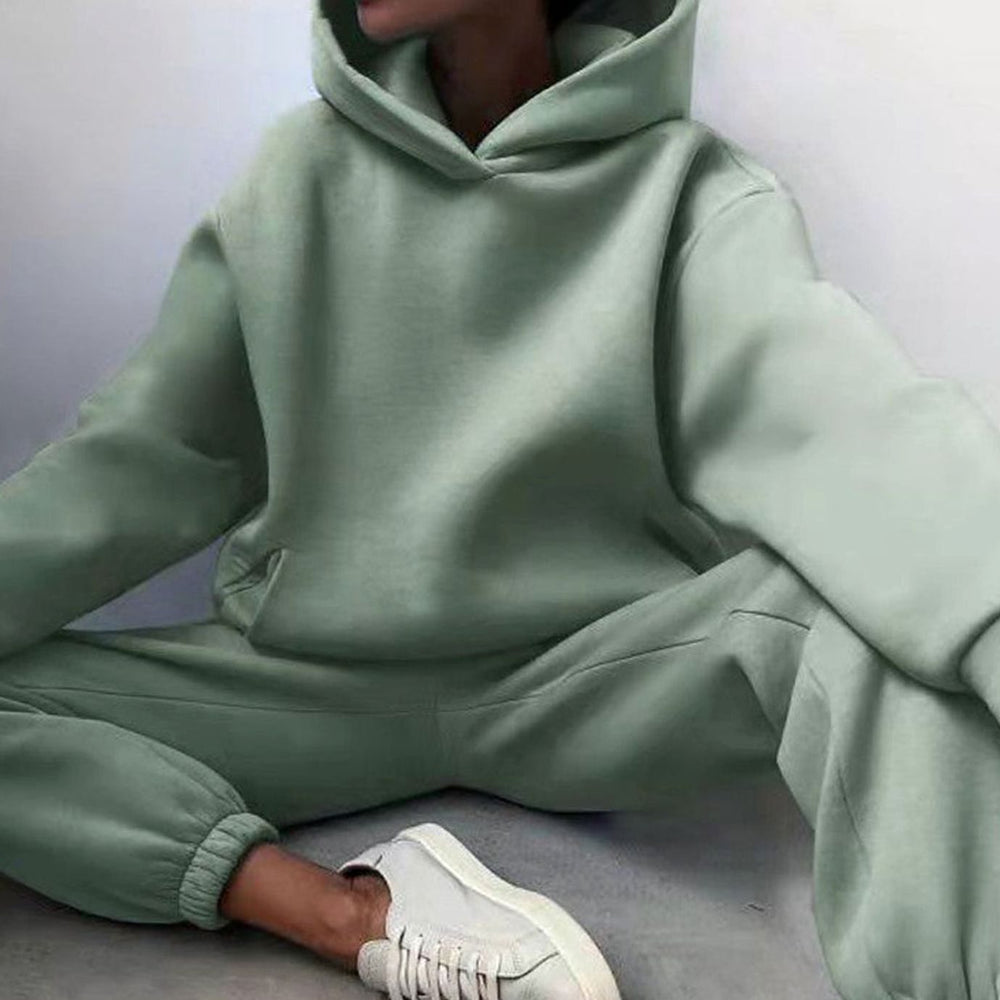 Damen Oversized Hoodie- und Jogginghose-Set High-Waist Streetwear - Grün