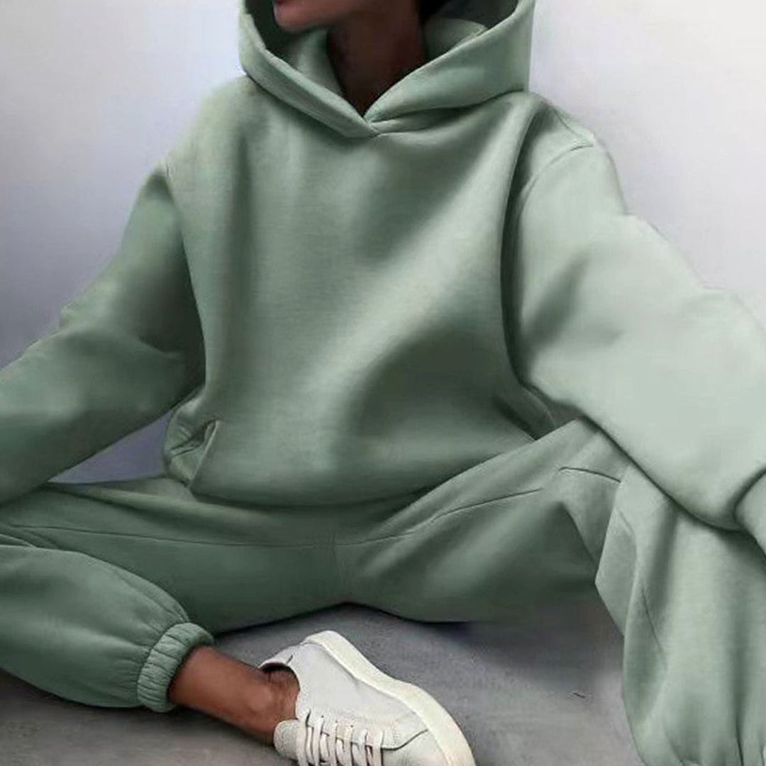 Damen Oversized Hoodie- und Jogginghose-Set High-Waist Streetwear - Grün