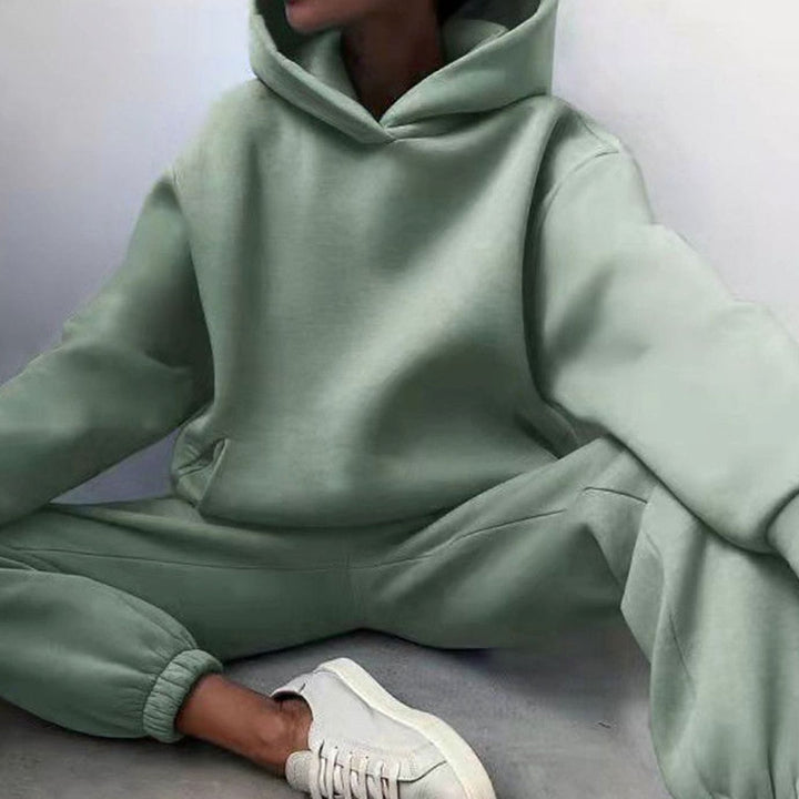Damen Oversized Hoodie- und Jogginghose-Set High-Waist Streetwear - Grün