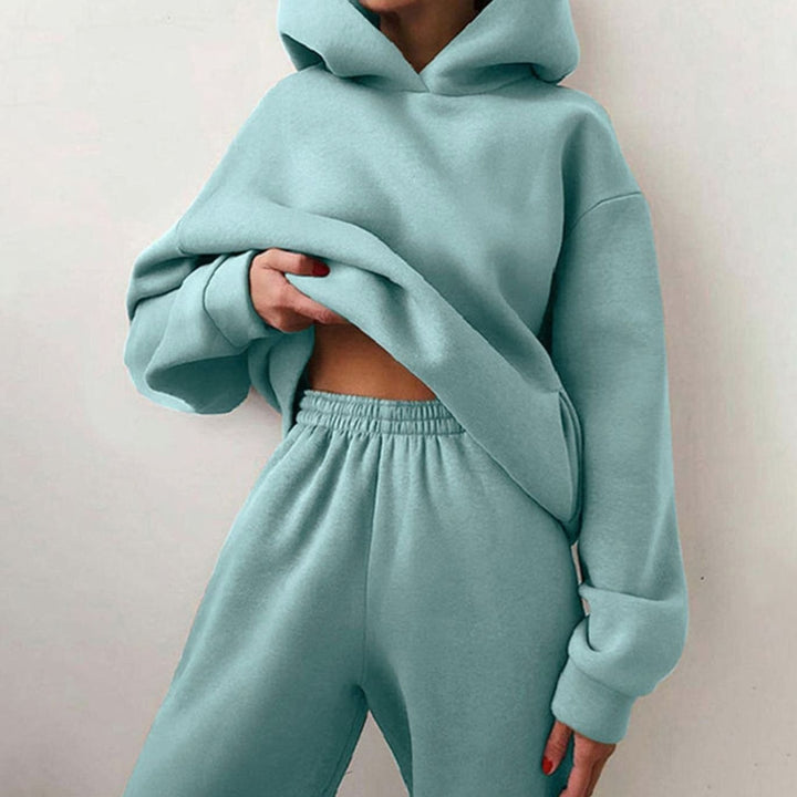 Damen Oversized Hoodie- und Jogginghose-Set High-Waist Streetwear - Minzblau