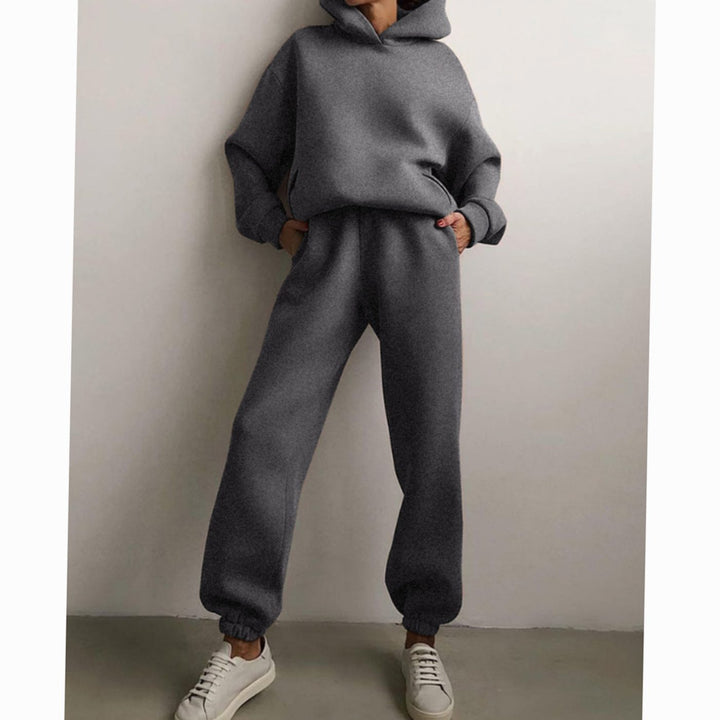 Damen Oversized Hoodie- und Jogginghose-Set High-Waist Streetwear - Dunkelgrau