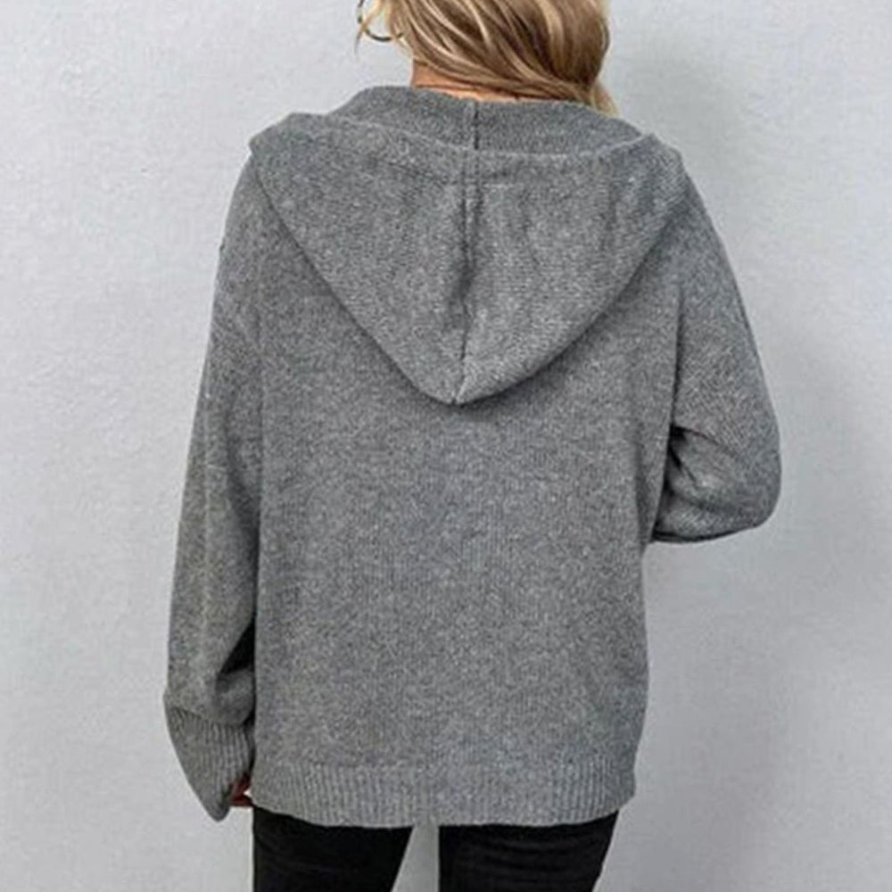 Damen Oversized Strickjacke mit Knopfleiste vorne V-Ausschnitt