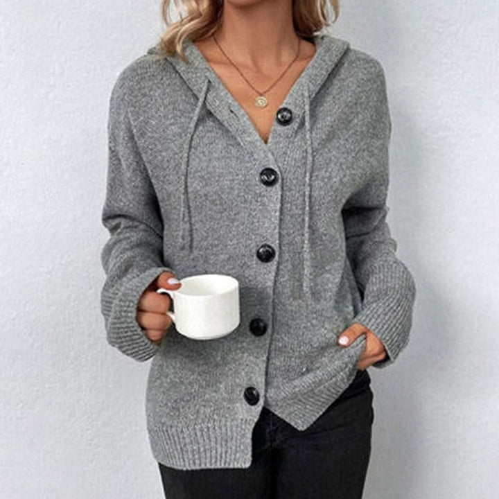Damen Oversized Strickjacke mit Knopfleiste vorne V-Ausschnitt