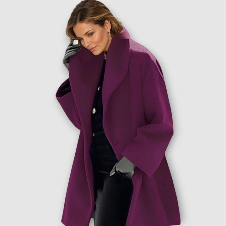 Damen Oversized Wintermantel modernen Stil Breiter Revers - Lila