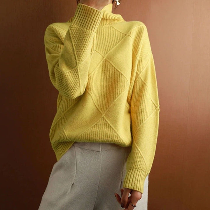 Damen Rollkragenpullover mit Zopfmuster weicher Strick