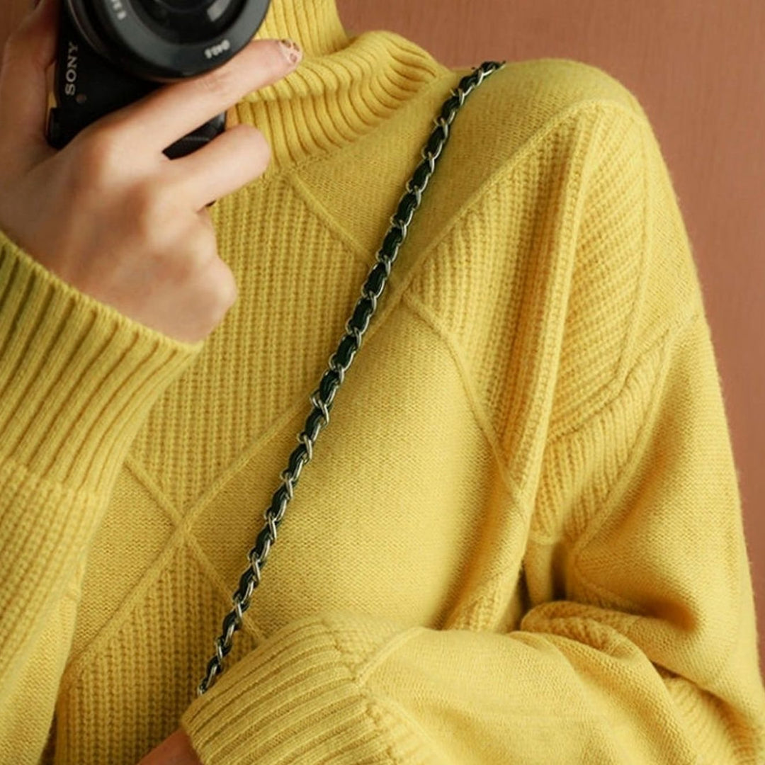 Damen Rollkragenpullover mit Zopfmuster weicher Strick