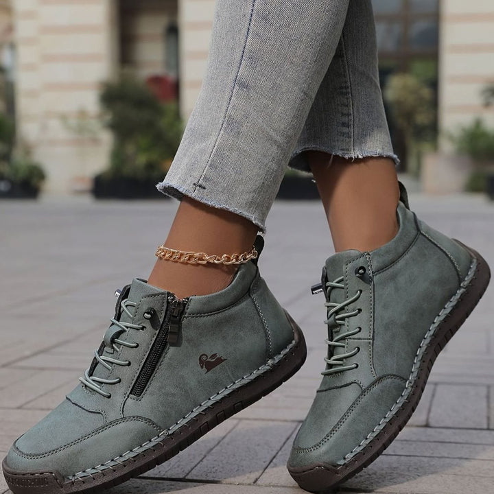 Damen Schnürschuhe mit Reißverschluss Bequeme Alltags-Ankle-Boots - Grün
