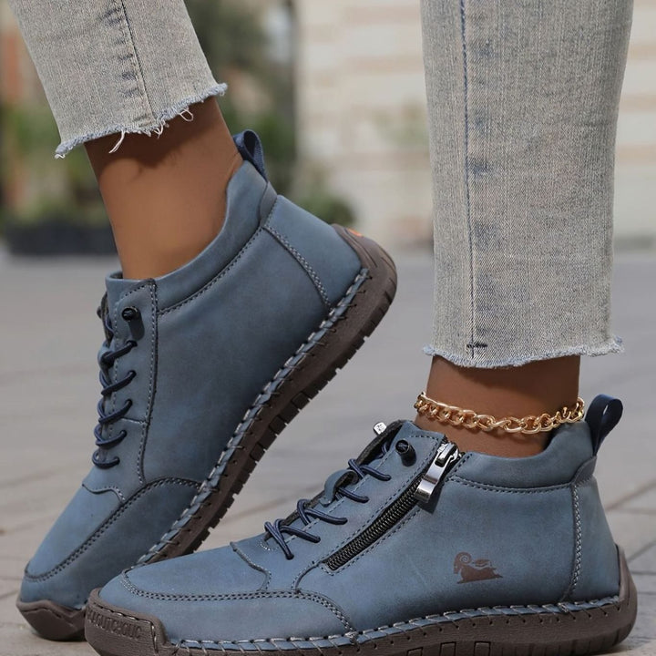 Damen Schnürschuhe mit Reißverschluss Bequeme Alltags-Ankle-Boots - Blau