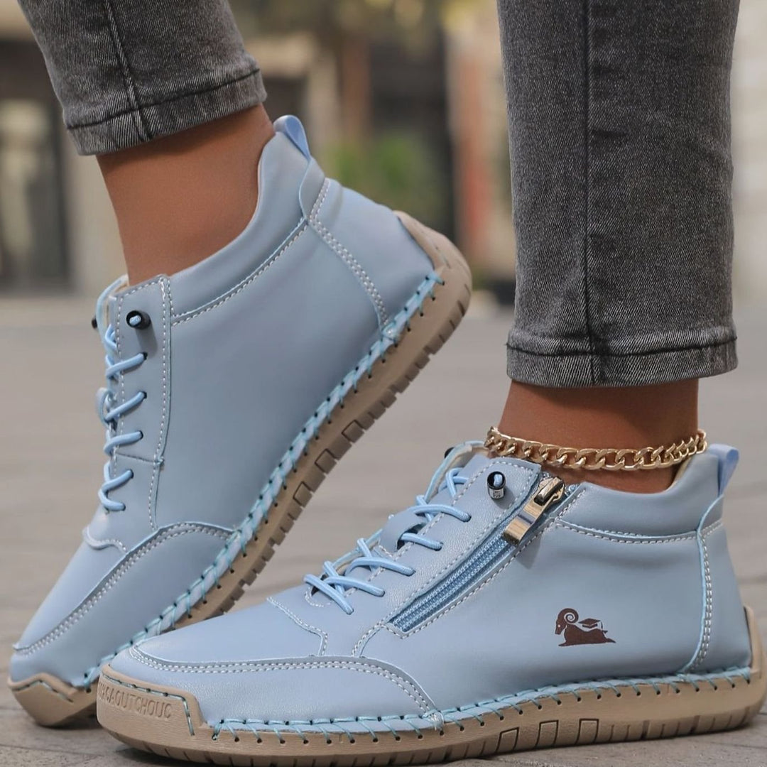 Damen Schnürschuhe mit Reißverschluss Bequeme Alltags-Ankle-Boots - Hellblau