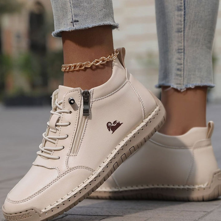 Damen Schnürschuhe mit Reißverschluss Bequeme Alltags-Ankle-Boots
