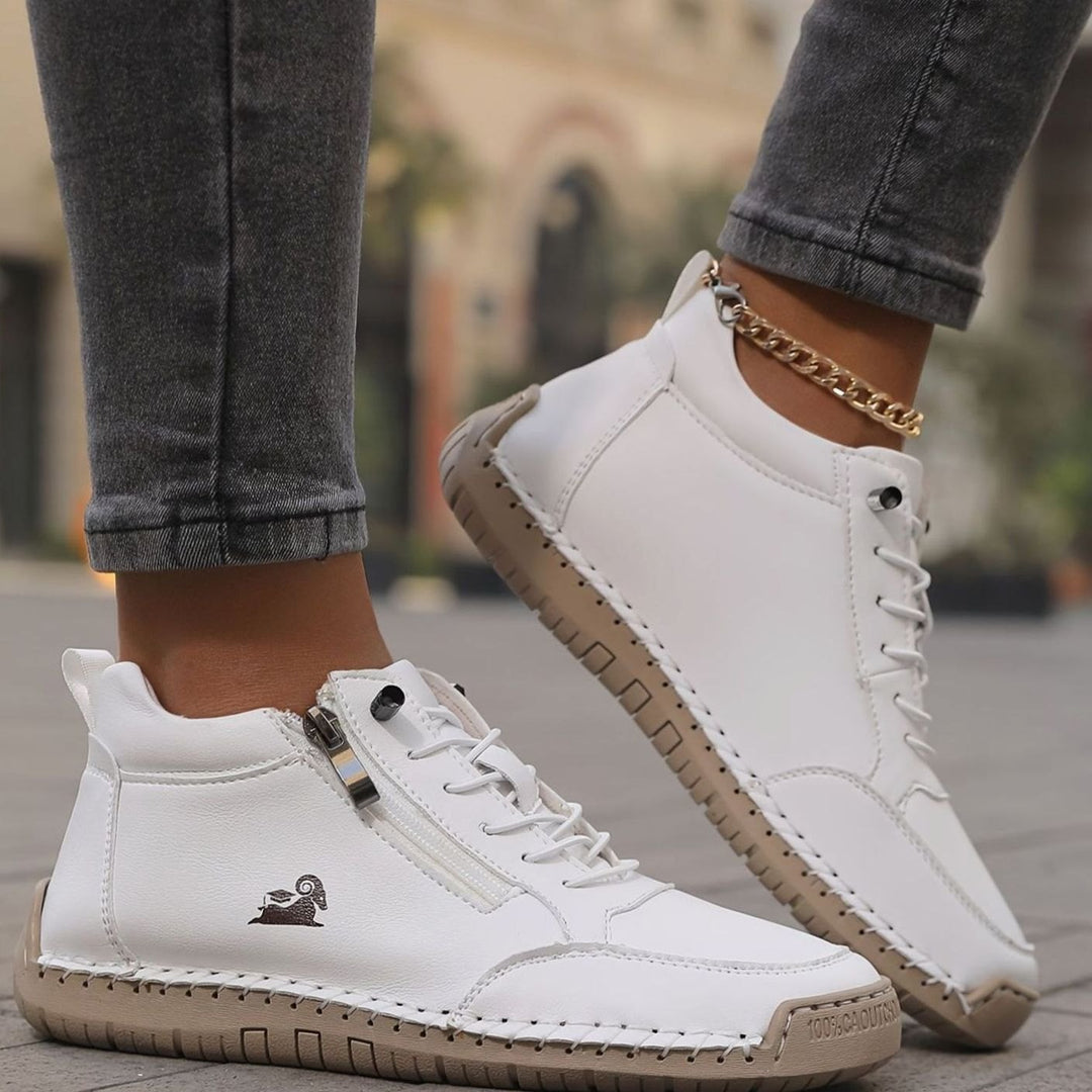 Damen Schnürschuhe mit Reißverschluss Bequeme Alltags-Ankle-Boots