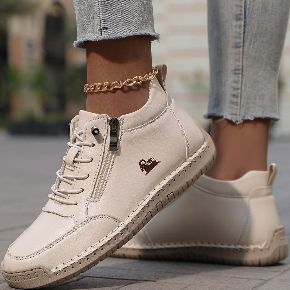 Damen Schnürschuhe mit Reißverschluss Bequeme Alltags-Ankle-Boots - Rosa