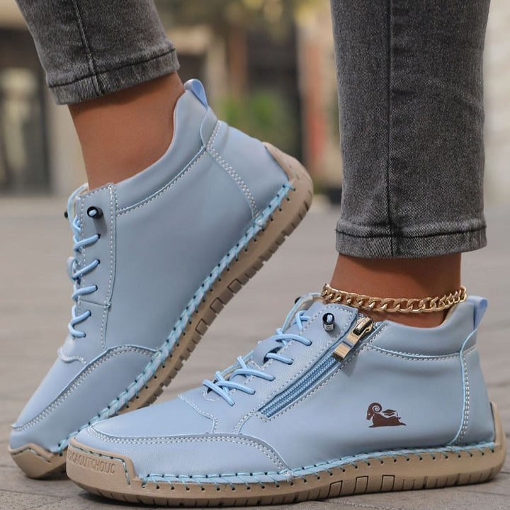 Damen Schnürschuhe mit Reißverschluss Bequeme Alltags-Ankle-Boots