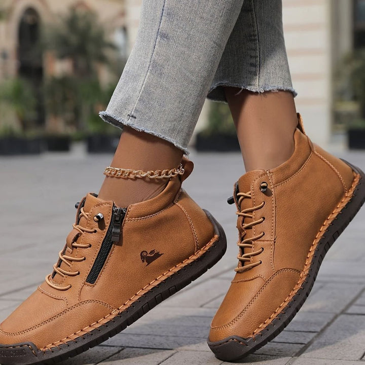 Damen Schnürschuhe mit Reißverschluss Bequeme Alltags-Ankle-Boots