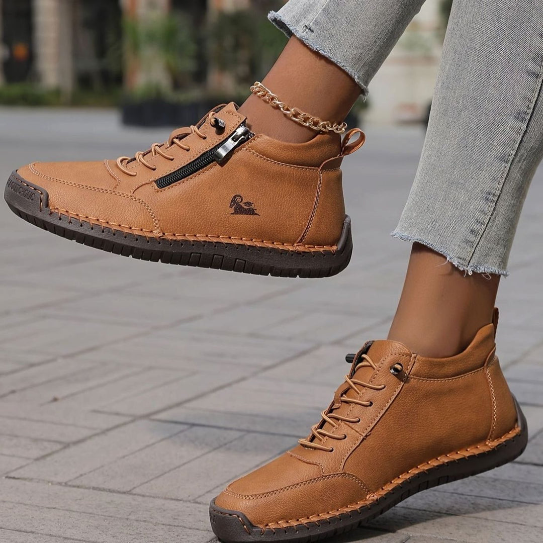 Damen Schnürschuhe mit Reißverschluss Bequeme Alltags-Ankle-Boots