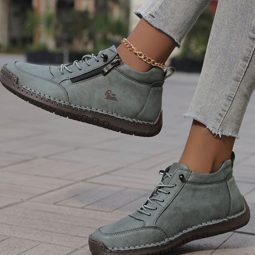 Damen Schnürschuhe mit Reißverschluss Bequeme Alltags-Ankle-Boots