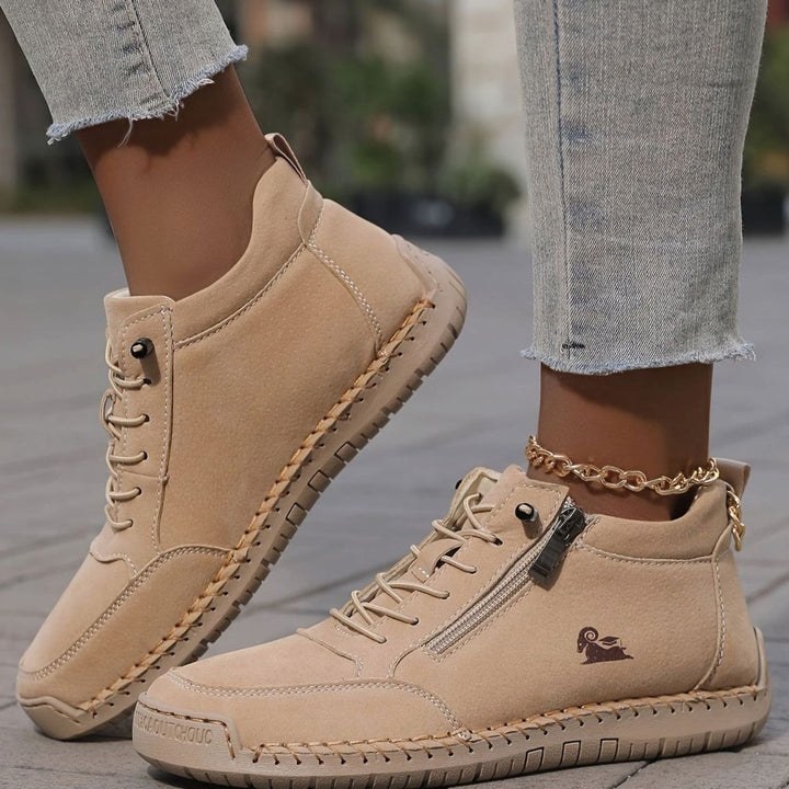 Damen Schnürschuhe mit Reißverschluss Bequeme Alltags-Ankle-Boots