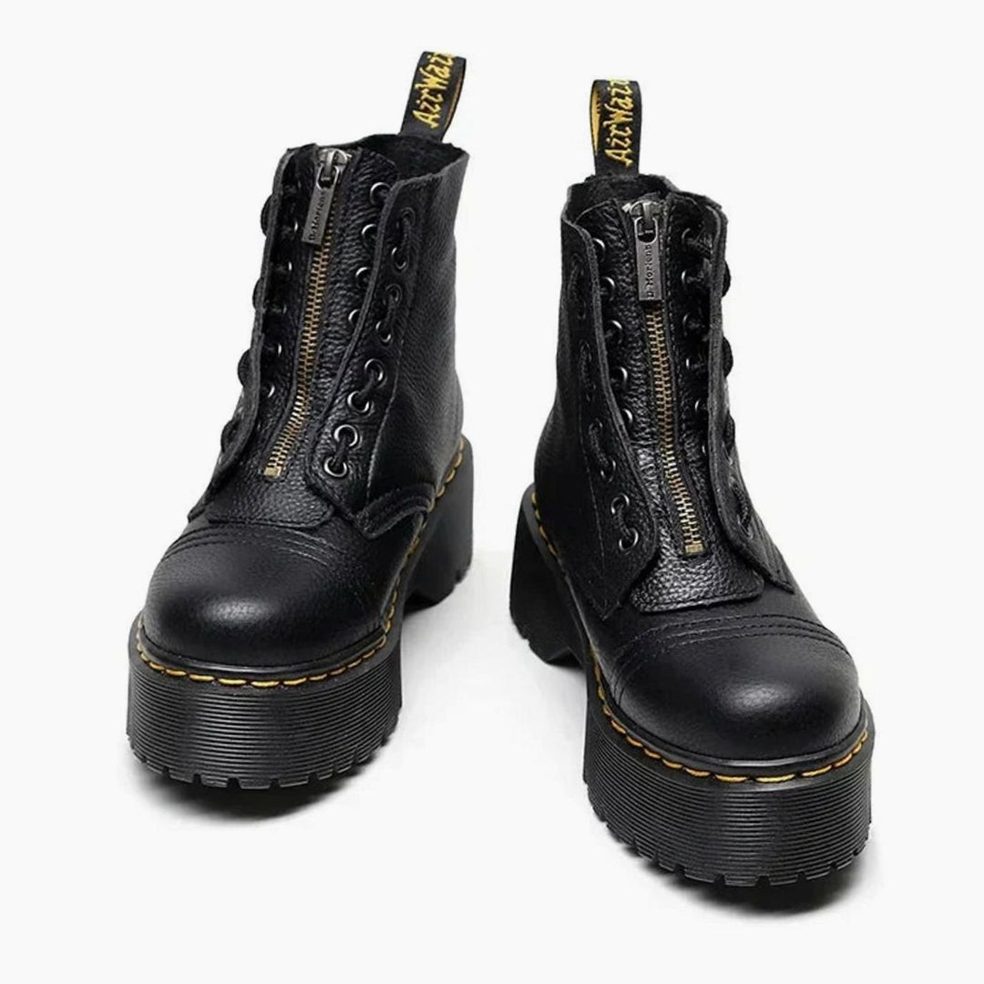 Damen Stiefeletten mit dicker Sohle Reißverschluss Knöchelhohe Plateau-Boots