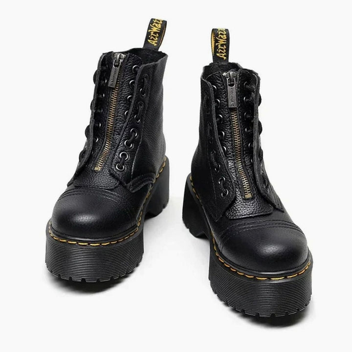 Damen Stiefeletten mit dicker Sohle Reißverschluss Knöchelhohe Plateau-Boots