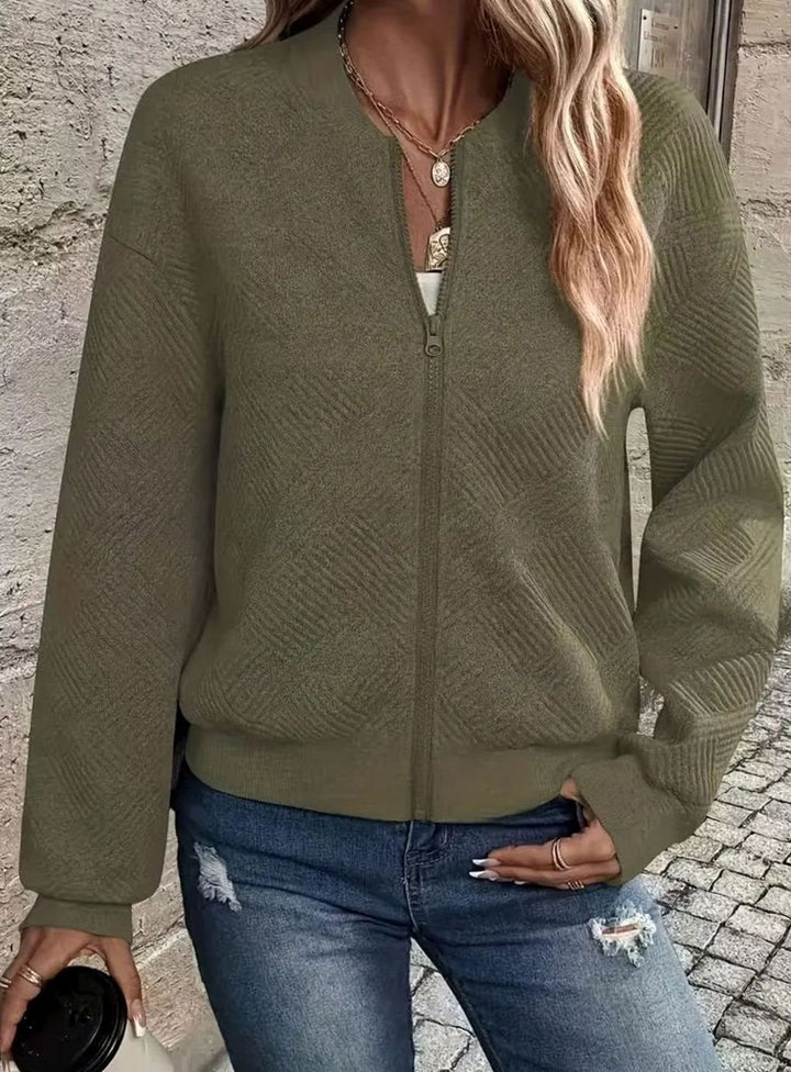 Damen Strickjacke mit Reißverschluss und Struktur