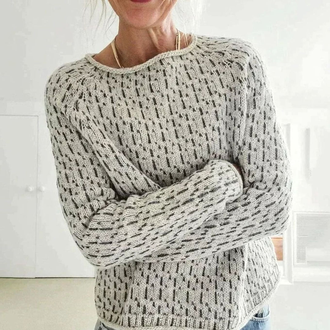 Damen Strickpullover Rundhals Lockerer Passform Strukturstrick - Grau