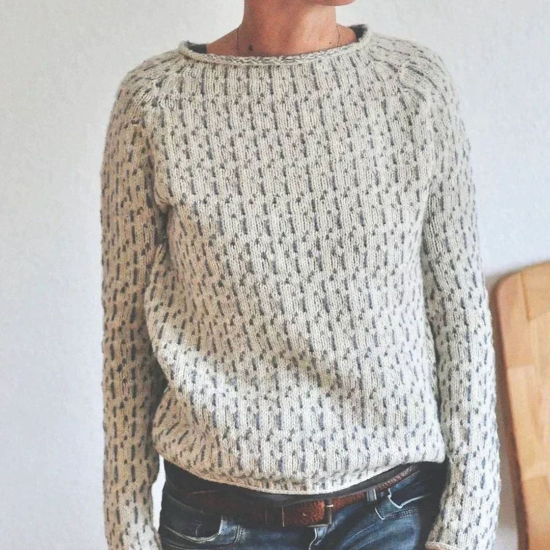 Damen Strickpullover Rundhals Lockerer Passform Strukturstrick