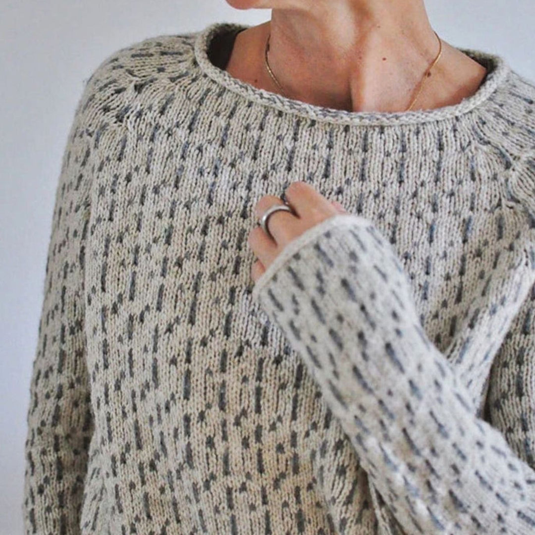 Damen Strickpullover Rundhals Lockerer Passform Strukturstrick