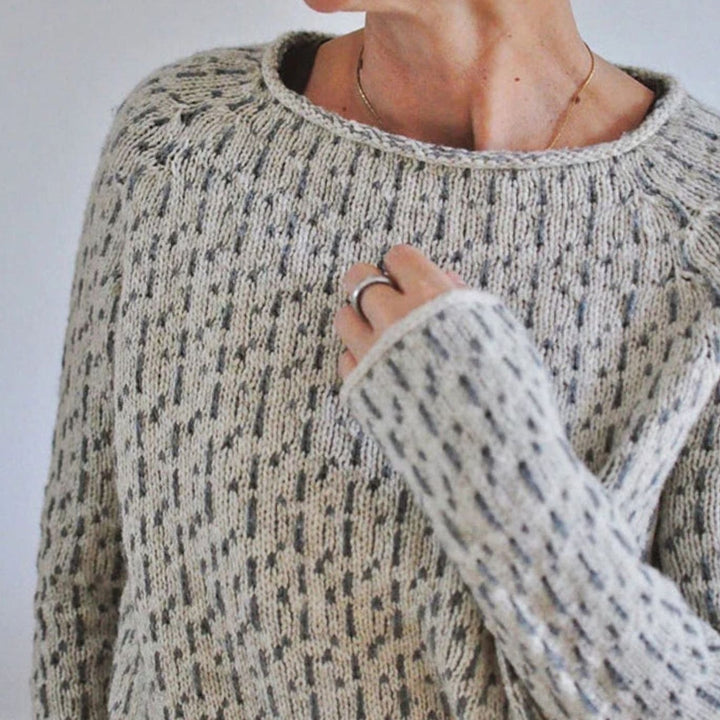 Damen Strickpullover Rundhals Lockerer Passform Strukturstrick
