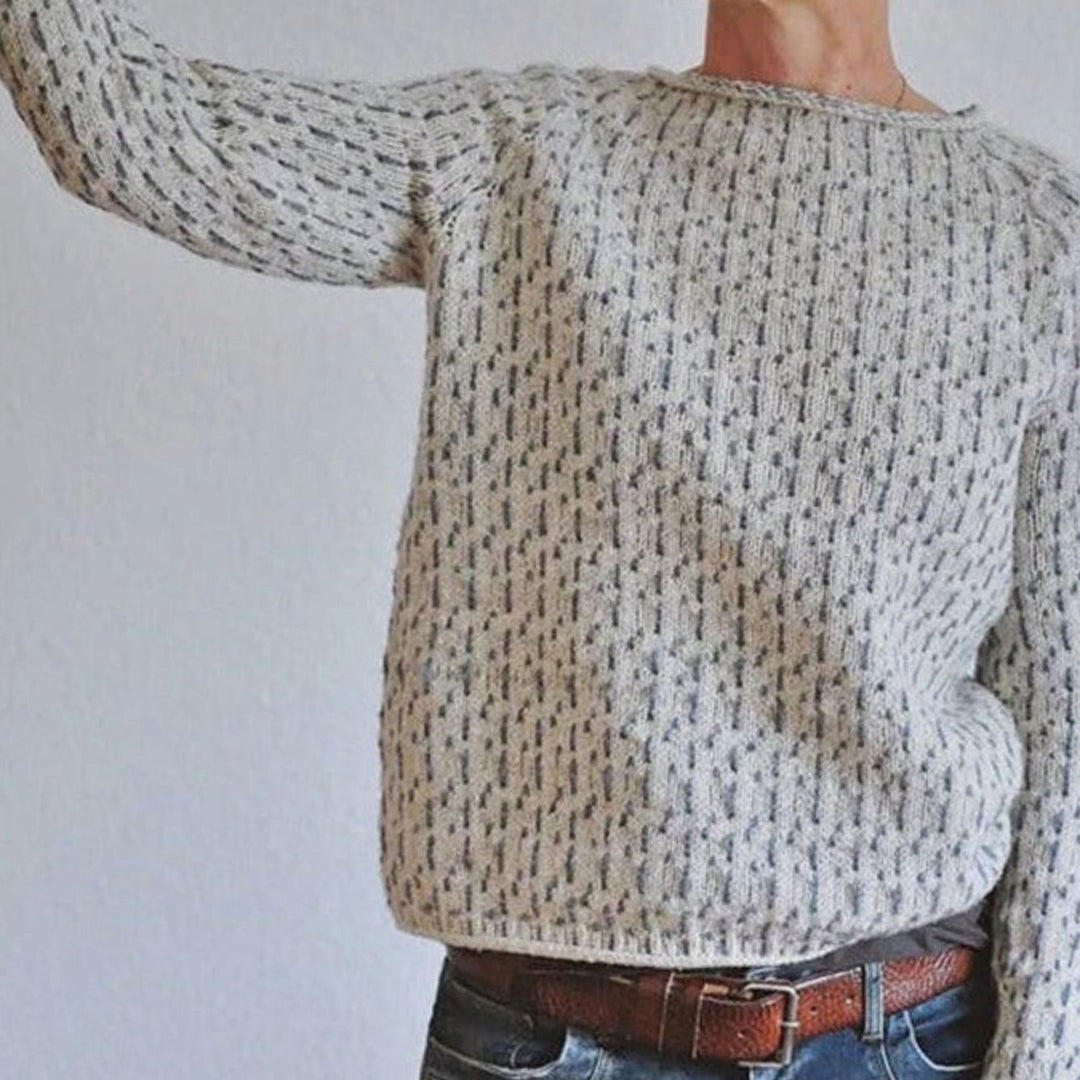 Damen Strickpullover Rundhals Lockerer Passform Strukturstrick