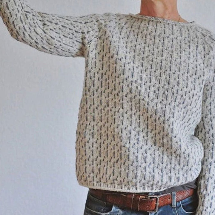 Damen Strickpullover Rundhals Lockerer Passform Strukturstrick