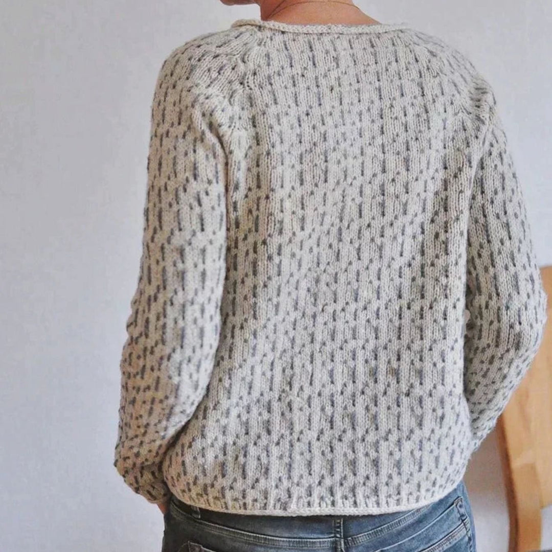 Damen Strickpullover Rundhals Lockerer Passform Strukturstrick