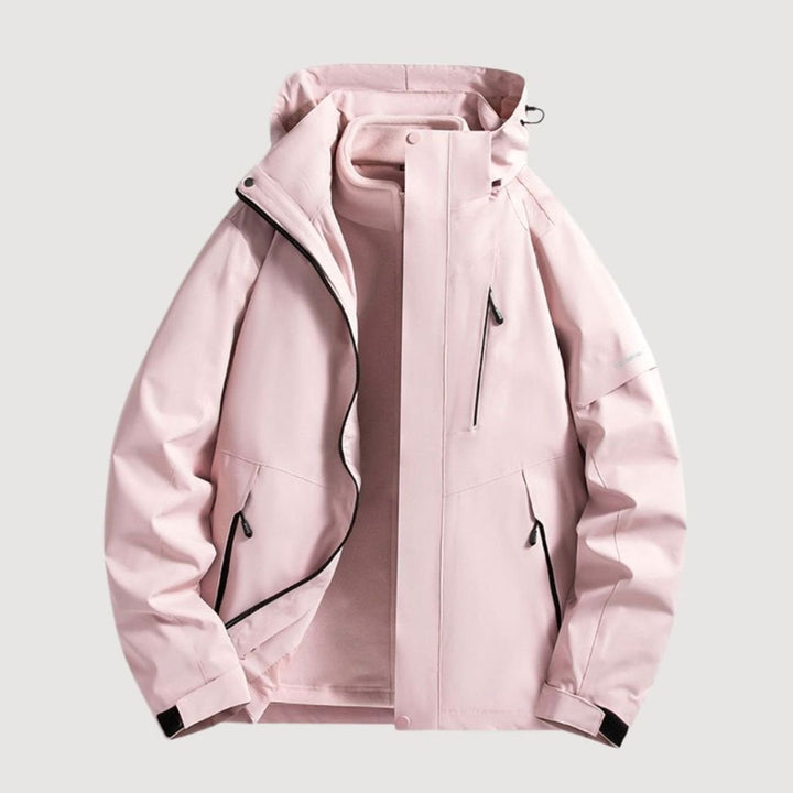 Damen Wasserdichte Kapuzen Windbreaker Jacke Outdoor Leicht - Rosa