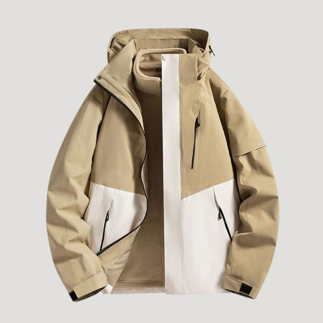 Damen Wasserdichte Kapuzen Windbreaker Jacke Outdoor Leicht - Beige