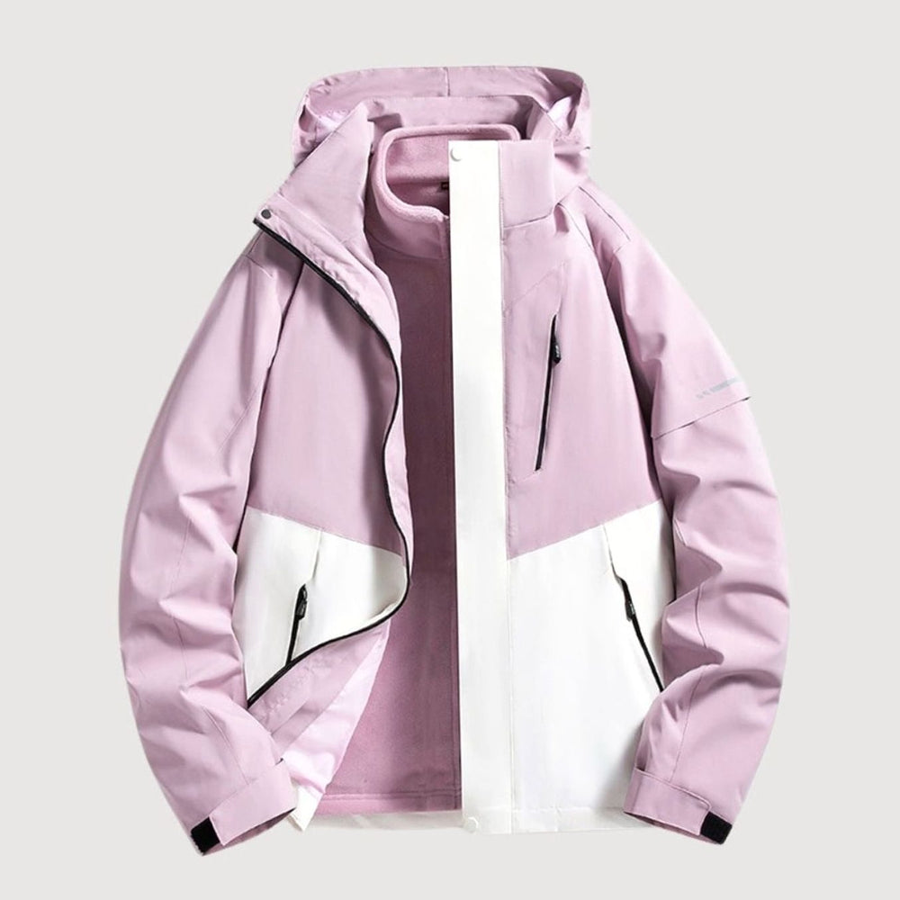 Damen Wasserdichte Kapuzen Windbreaker Jacke Outdoor Leicht - Helllila