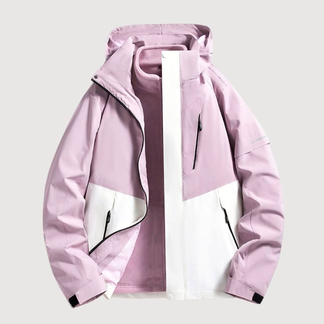 Damen Wasserdichte Kapuzen Windbreaker Jacke Outdoor Leicht - Helllila