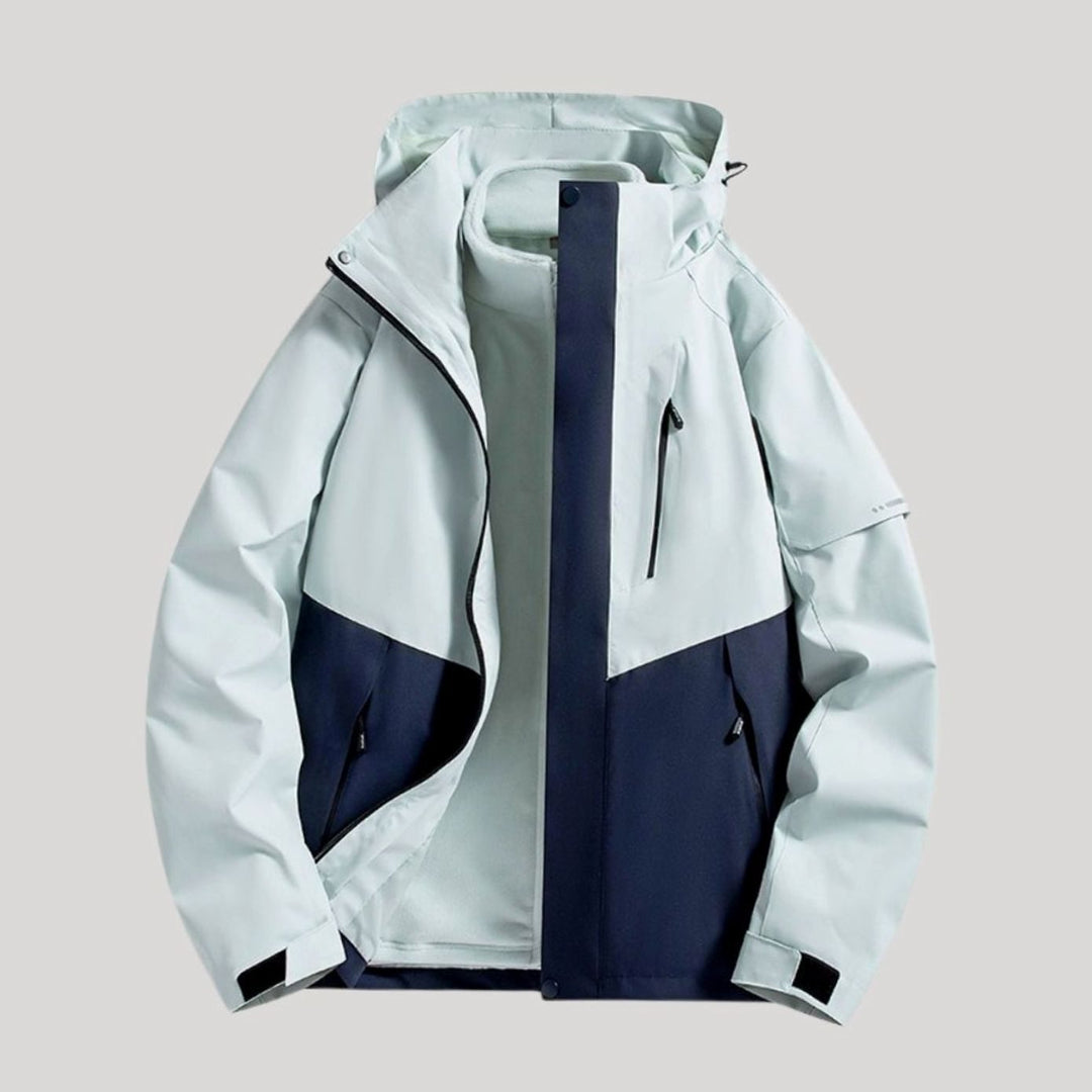 Damen Wasserdichte Kapuzen Windbreaker Jacke Outdoor Leicht - Dunkelblau