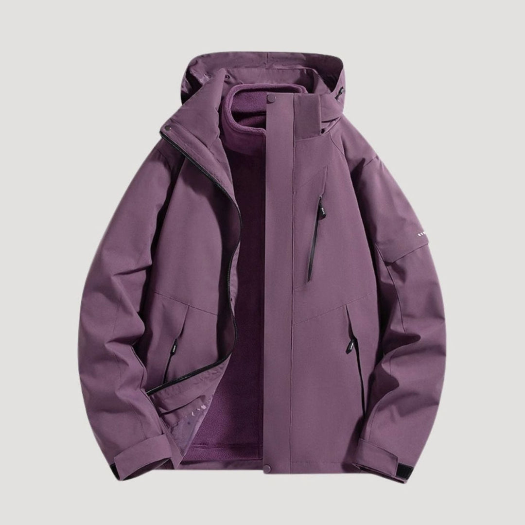 Damen Wasserdichte Kapuzen Windbreaker Jacke Outdoor Leicht - Lila