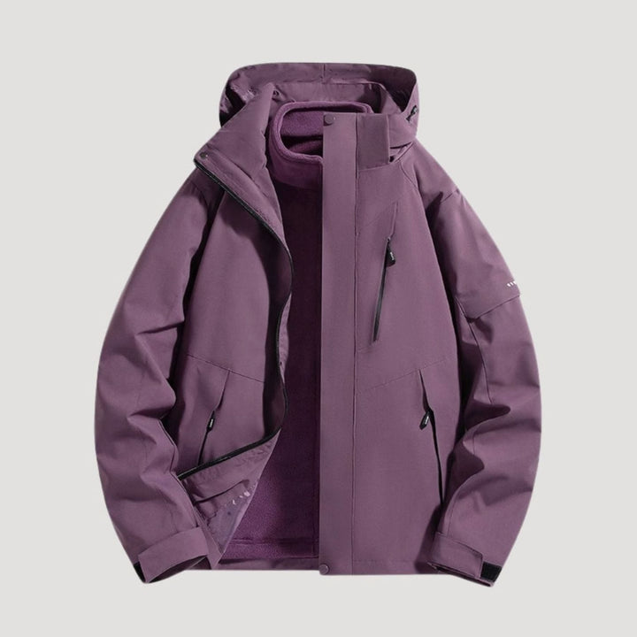 Damen Wasserdichte Kapuzen Windbreaker Jacke Outdoor Leicht - Lila