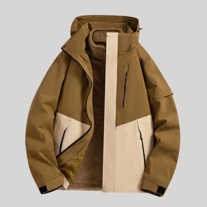 Damen Wasserdichte Kapuzen Windbreaker Jacke Outdoor Leicht - Braun