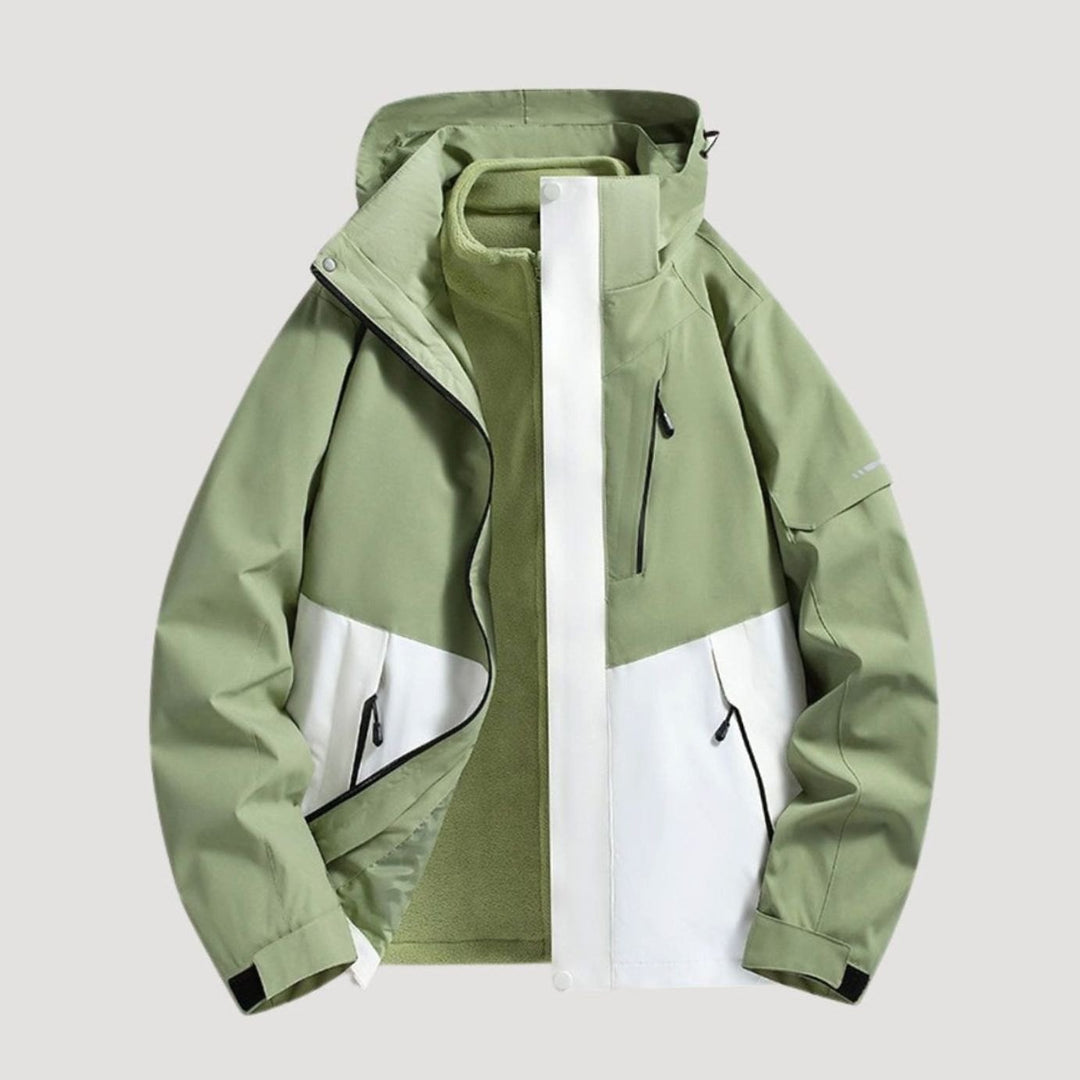 Damen Wasserdichte Kapuzen Windbreaker Jacke Outdoor Leicht - Grün