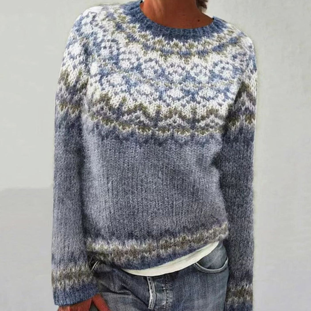 Damen Weihnachtspullover mit Rentiermotiv Lockerer Strickpullover - Grau