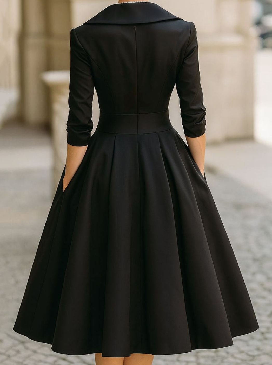 Damen Winter-Klassisches Wickel-Midikleid eleganter A-Linien-Schnitt