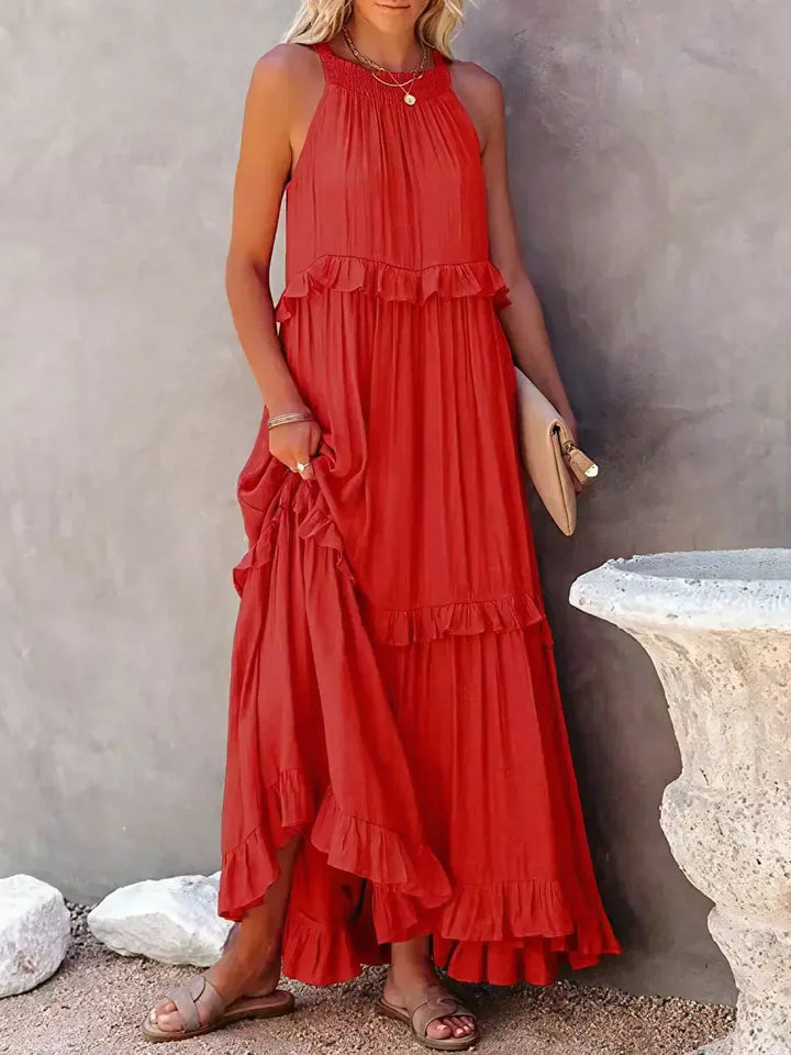 Charlize - Maxikleid mit Nackenträger und Taschen