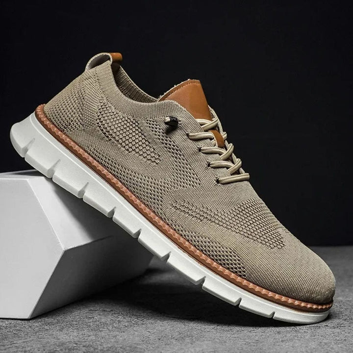 Herren Atmungsaktive Strick-Schnürschuhe mit Leichter Komfortsohle - Beige
