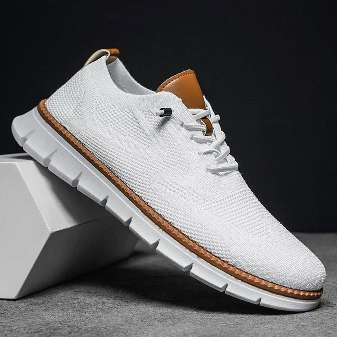 Herren Atmungsaktive Strick-Schnürschuhe mit Leichter Komfortsohle - Weiß